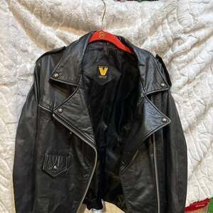Vintage Virginia Slims Black Leather Motorcycle Jacket, Women's Large